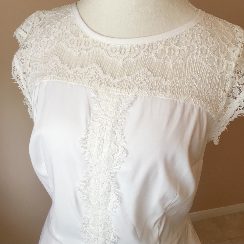 Nicole by Nicole Miller White Lace Peplum Blouse - Picture 3 of 7